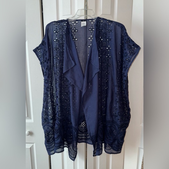 J. Crew Navy Blue Eyelet Swim Coverup. One Size / No Size. EUC! - Picture 3 of 8